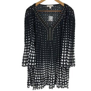 Woman Within Embellished 3/4 Sleeve Semi Sheer Pleated Blouse Size 2X